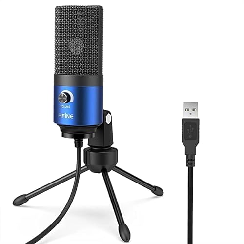 FIFINE USB Mikrofon, PC Kondensator Mikrofone mit Ständer, Studioqualität Aufnahme Microphone USB für Podcast, Studio, Streaming, Broadcast, YouTube, Video, Spiele - K669L (Blau)