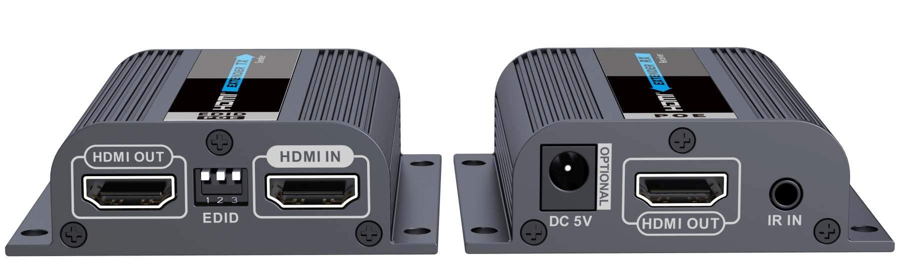 PremiumCord HDMI Extender in 50 m Entfernung über EIN Cat6 / 6a / 7-Patchkabel, EDID-Einstellungen, lokaler HDMI-Ausgang, Full HD 1080p-Videoauflösung
