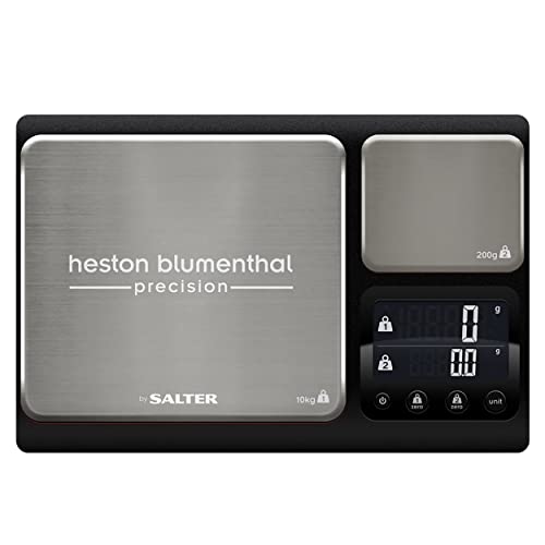 Heston Blumenthal Precision Salter 1049A HBBKDR digitale Küchenwaage mit Doppelfunktion, high precision kitchen scale mit 2 Plattformen, 10kg/1g Kapazität & Präzisionsplattform 200g/0.1g