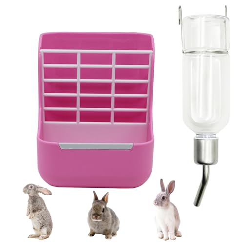 Kaninchen Futterspender und Gießkanne, 180 ml, für Kleintierbedarf, Meerschweinchen, Hamster (Pink)
