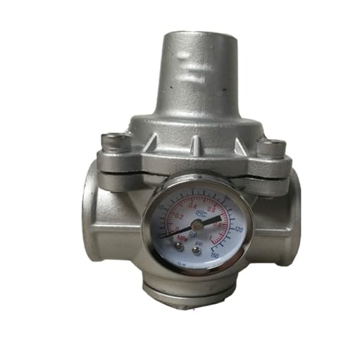Druckregler Edelstahlregler mit Manometer zur Aufrechterhaltung des Leitungswasserdruckminderventils DN15-DN40 (Color : DN25)