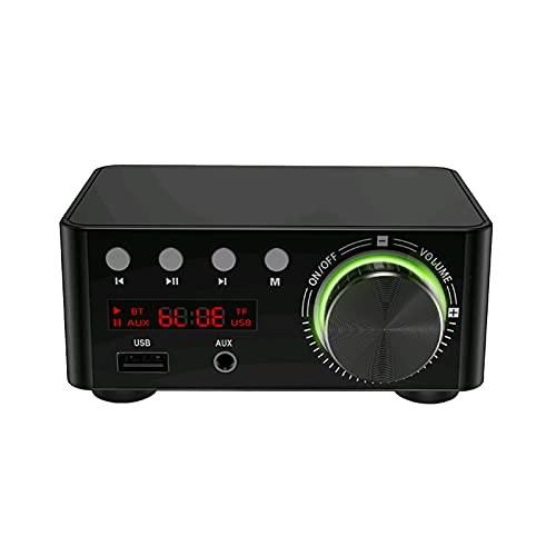 KKnoon HIFI BT5.0 Digitalverstärker Mini Stereo Audio Amp 100W Zweikanal Sound Power Audio Receiver Stereo AMP USB AUX für Heimkino USB TF Kartenspieler Schwarz