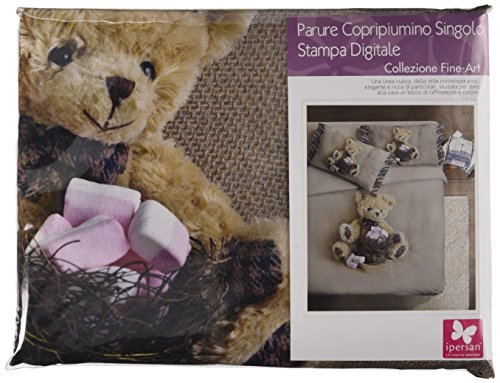 Ipersan Bettbezug Set mit Platziertem fotografisch Druck Funny Bear Farbe Braun/Beige 155x240