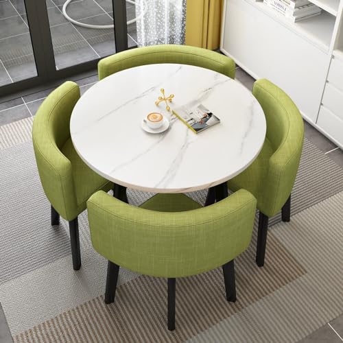 MTSYXYM Runder Tisch mit 4 Stühlen, Kombination aus Esstisch und Stühlen, Clubtisch im Büro, Empfangsraum, Nimmt wenig Platz EIN und ist einfach zu montieren. (Size : StyleA)