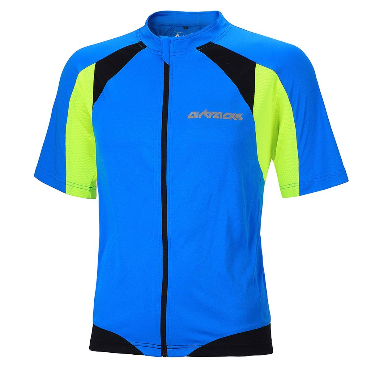 Airtracks Herren Fahrradtrikot Kurzarm PRO T Radtrikot Jersey Bike Radler Shirt Atmungsaktiv Schnelltrocknend Reflektierend Größen XS S M XL XXL XXXL XXXXL - blau-neon - M
