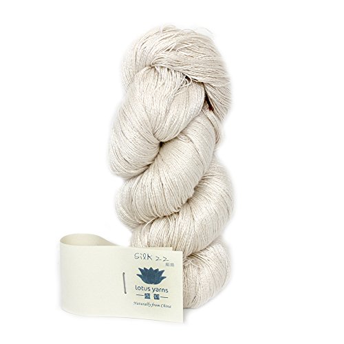 Lotus Yarns Silk 22 Soft Shiny Lace Weight Garn, kühl und hautfreundlich mit seinem atmungsaktiven Charakter, perfekt für Sommer Stricken und Häkeln, ungefärbt, naturweiß, 100 ml