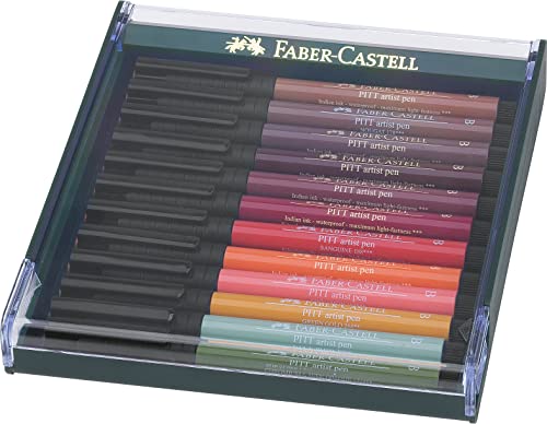 Faber-Castell 267422 - Tuschezeichner Pitt Artist Pen, 12-er Packung, erdfarben