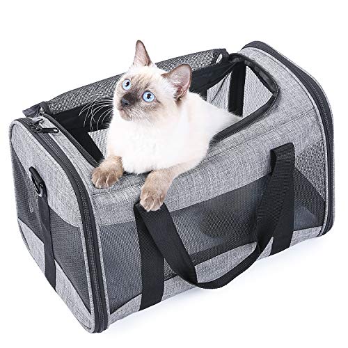 Milopon Katzentransportbox Hundetransportbox Faltbare Hundebox Hundetaschen, Katzentasche Transporttasche Transportbox für Katze Kleine Hunde, mit Schultergurt und Plüschmatte