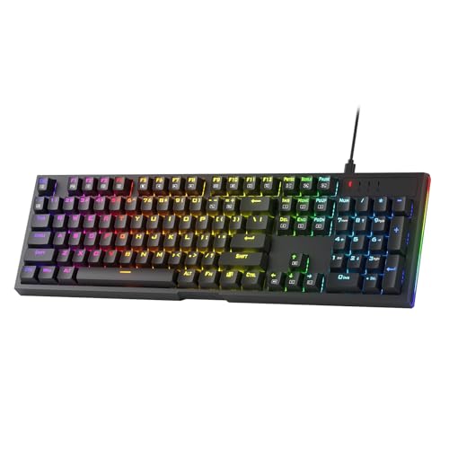 Redragon K670 RGB hintergrundbeleuchtete Gaming-Tastatur, 104 Tasten Hot-Swap mechanische Tastatur, verbesserte Steckdose, leiser linearer roter Schalter