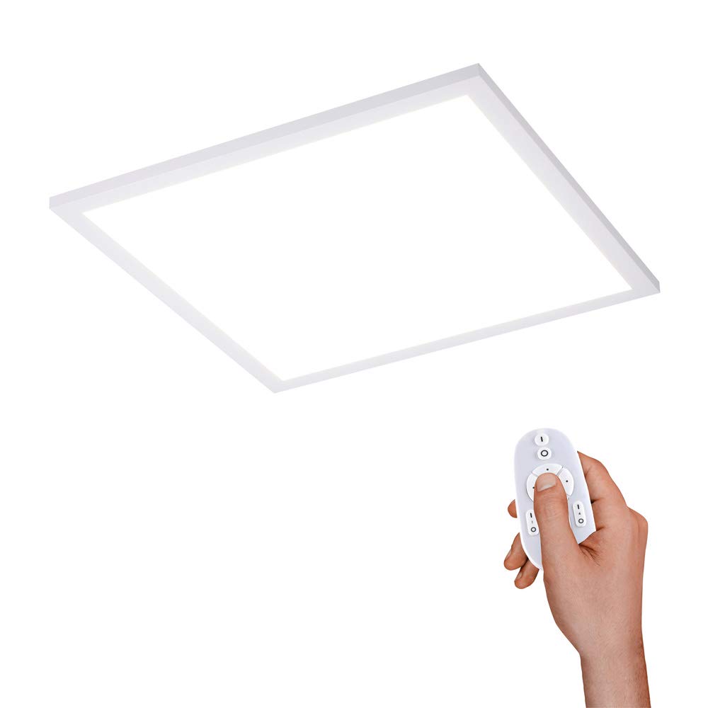 LeuchtenDirekt LED Panel flach, 62x62, Decken-Lampe | Farbtemperatur des Decken-Panels mit Fernbedienung einstellbar, warmweiss - kaltweiss | Decken-Leuchte für Wohnzimmer, Küche und Bad