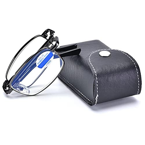 LNX Faltbare Lesebrille Herren Damen，Blaulicht blockierende leichte kompakte Lesebrillen，Schlanke tragbare Taschenbrille (Color : Black, Size : 2X)