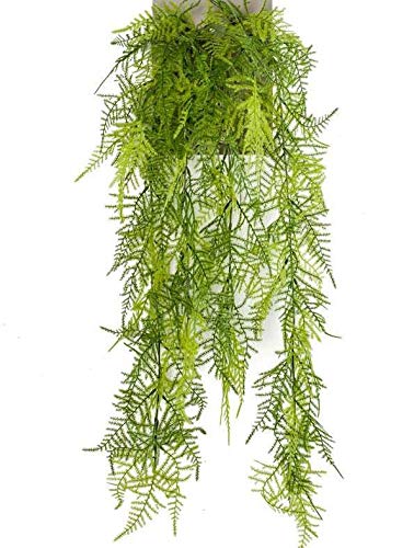 artplants.de Künstlicher Busch Asparagus plumosus Hänger Cole, Steckstab, 80cm - Kunstpflanze hängend