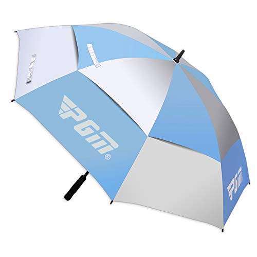 PGM Golfschirm Automatik 134cm Regen UV Schutz Double Layer (Blau)