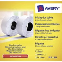Avery PLR1626 - Papier - entfernbarer Klebstoff - weiß - 26 x 16 mm 12000 Etikett(en) (10 Rolle(n) x 1200) Preisschildetiketten
