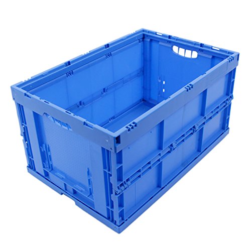 KLAPPBOX 61 Liter, stabile Klappbox Made in Germany, 60x40x32cm, Kunststoff Transportkiste, Plastikbox, Transportbox, max. 60kg, Blau