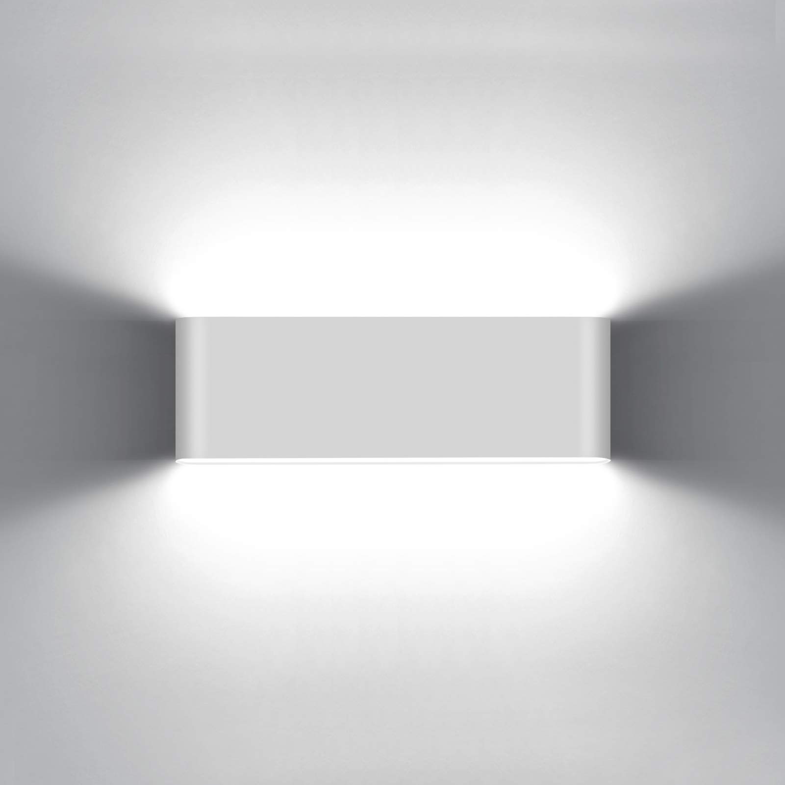KAWELL 20W Modern Wandlampe LED Wandleuchte Up Down Aluminium Wandbeleuchtung Wasserdicht IP65 Innen Außen für Schlafzimmer Badezimmer Wohnzimmer Flur Treppen Korridor, Weiß 6000K