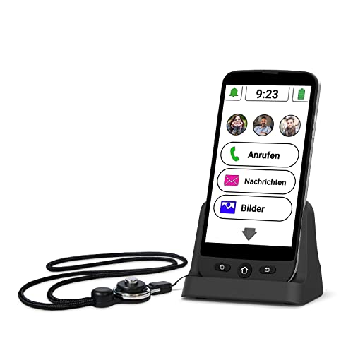 amplicomms M510-C 4G-Smartphone für Senioren, die Ihr Telefon hauptsächlich zu Hause benutzen - Einfach zu bedienendes Großtasten-Handy, Ladestation und Umhängeband – Version DE - IT - CH