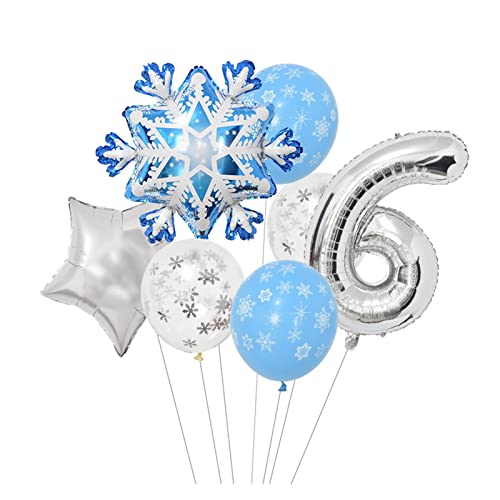 Party Baby Luftballons, Party Luftballons Set 1 Set Schneeflocke Anzahl Folienballons Konfetti Latex Ballon Winter Kindergeburtstag Party Dekoration Lieferungen (Color : 7pcs set6) (Color : 7pcs Set6