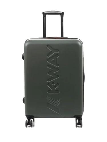 K-Way K-AIR Hartschalen-Trolley für unterwegs mit Maxi-Logo mit vier Rädern für maximale Bewegungsfreiheit. Zwei Reißverschlusstaschen innen, gekreuzte Gummibänder, inspiriert vom ikonischen Tape m.,