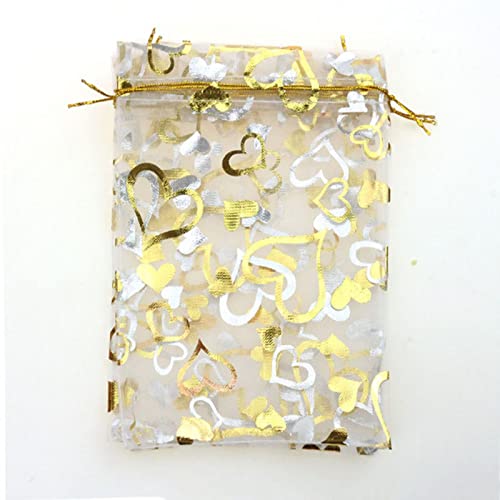 SOELIZ 50 Stück/Set Gold Rose/Schmetterling Organza Beutel Schmuck Hochzeit Beutel Mix Farbe-Weiß-1,7x9cm