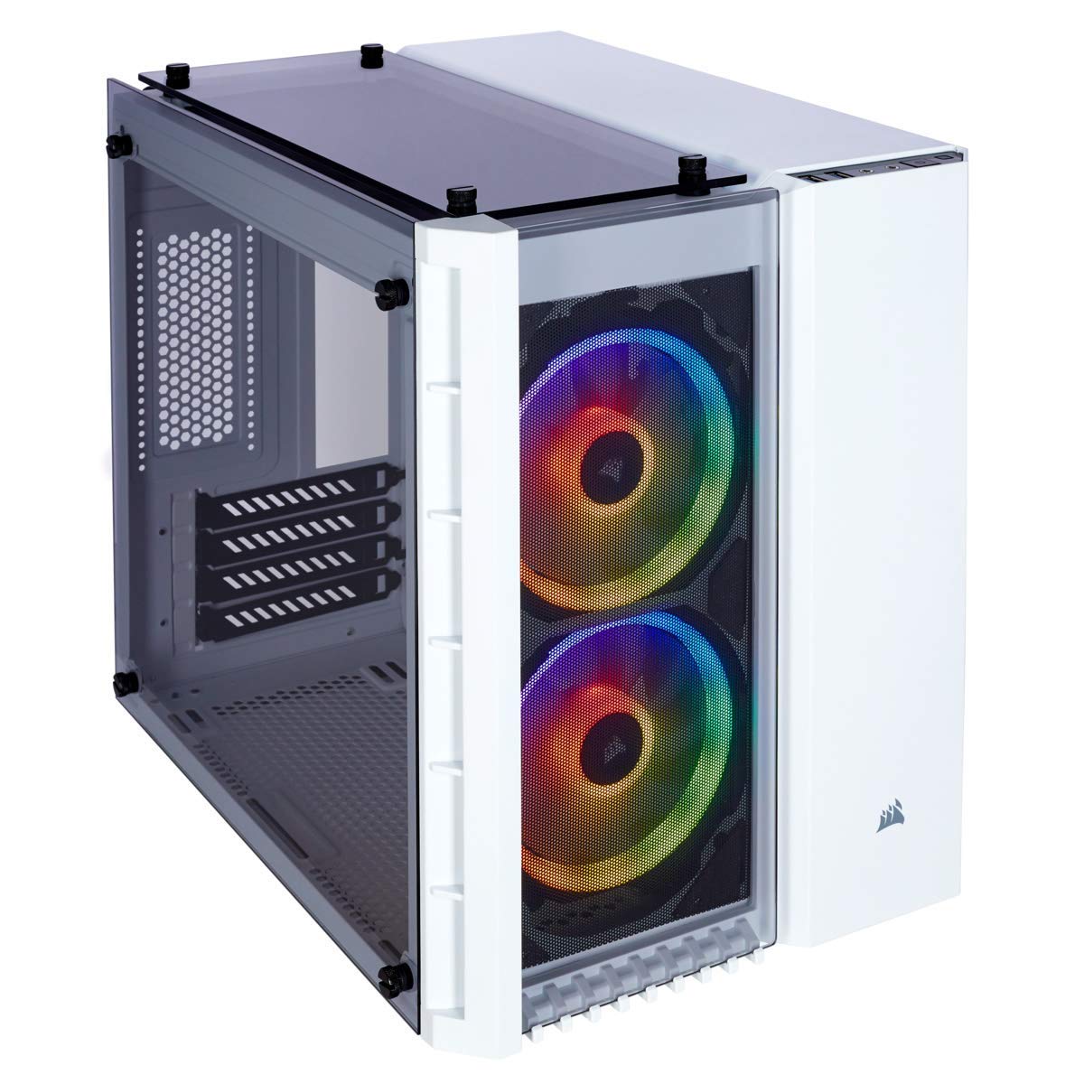 Corsair Crystal 280X RGB PC-Gehäuse (Micro ATX mit gehärtetem Glas), RGB LED, Weiß