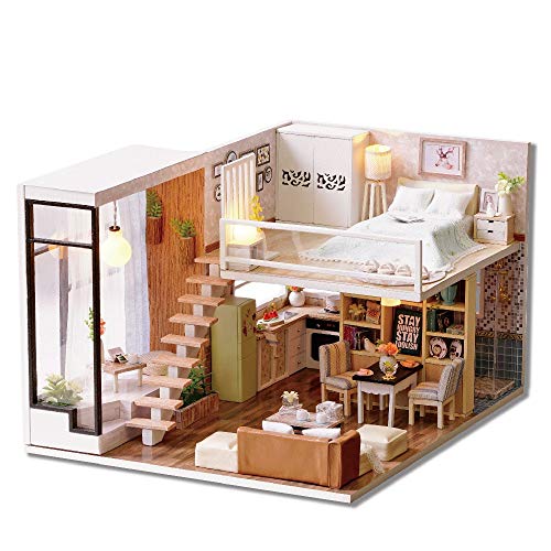 Dollhouse Modellbau Mini Green House mit LED DIY Miniatur Zimmer Kit-Zeichen Beste Geburtstagsgeschenke für Frauen und Mädchen Spielzeug für Kinder Geschenk