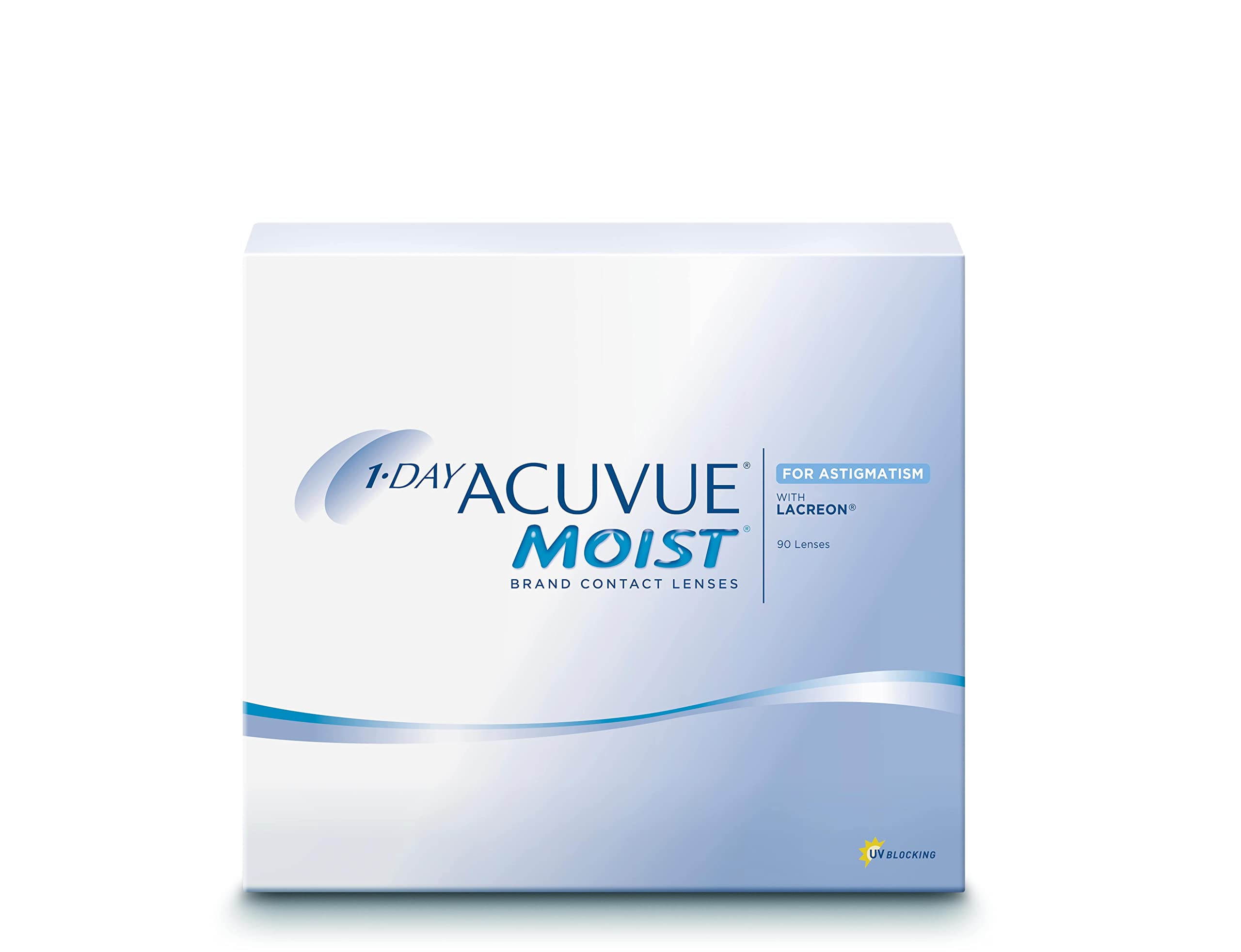 ACUVUE MOIST 1-DAY for Astigmatism Tageskontaktlinsen mit -8 dpt, Cyl -0,75, Ach 80 und BC 8.5 UV Schutz, feuchtigkeitsspendend & Komfortables Tragegefühl 90 Linsen