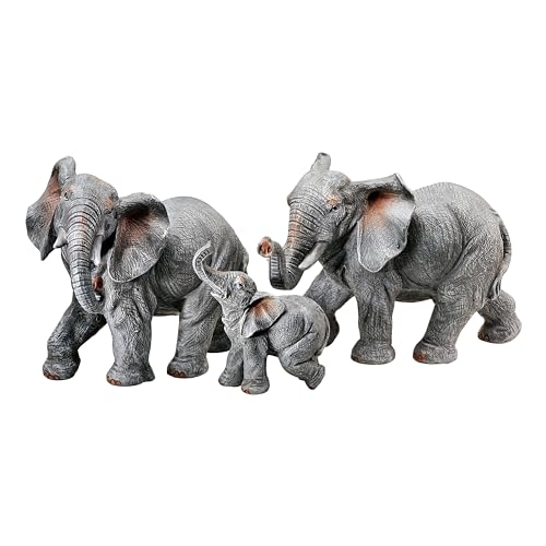Weltbild Dekofiguren „Elefantenfamilie“ 3er-Set – Figuren Deko für Wohnung & Büro – Elefanten Figuren bis 26 cm lang, naturgetreu handbemalt