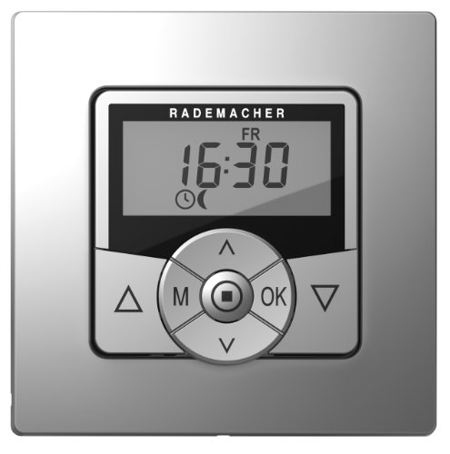 Rademacher Troll Standard Zeitschaltuhr, Rohrmotor- & Rollladensteuerung mit Memory-Funktion, Tages- & Wochenprogramm, für Rollladen, Aluminium/Grau