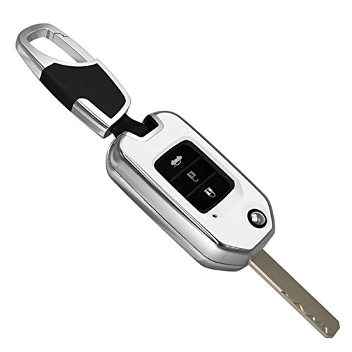 Kwak's Honda ABS Key Case Autoschlüssel Hülle Kompatibel für Honda CRV CRIDER Jade XRV VEZEL Odyssey Accord Civic 2/3-Tasten-Klappschlüsselhalter mit kurzer Schnalle(B-weiß)