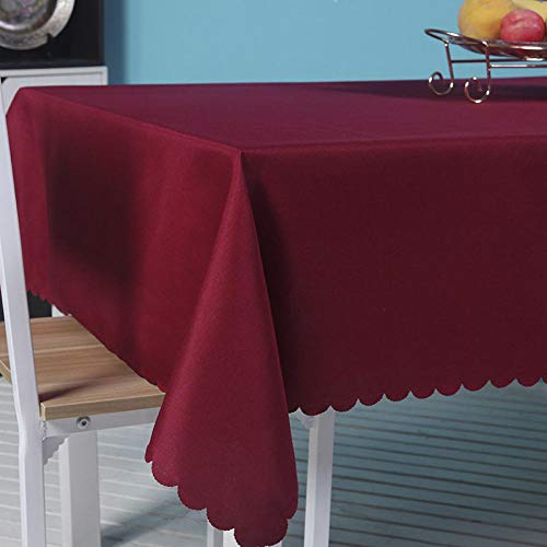XQSSB Tisch Decke Tischläufer Tischtuch Tischwäsche Weichverschleißfest Abwaschbar Tischdekoration Tafeltuch Dunkelrot 120 × 180cm