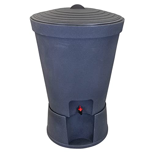 DRULINE Regentonne 300 Liter Kunststoff Schwarz Regenwassertonne Regenbehälter Regentank Rainsaver Wassertank Weithalsfass Regenfass Weithalstonne robustem Monoblock Stand Wasserhahn und Deckel