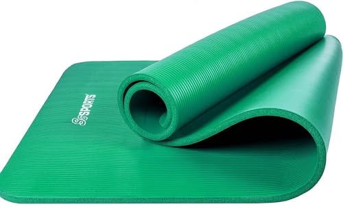 Scsports Gymnastik-/ Yoga-Matte, dick und rutschfest, mit Schultergurt, 190 cm x 80 cm x 1,5 cm, grün