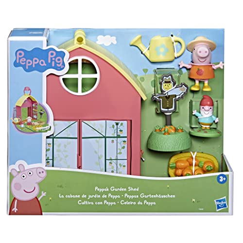 Peppa Pig Peppa’s Adventures Peppas Gartenhäuschen Spielset, enthält 1 Figur, 5 Accessoires, mit Tragegriff für unterwegs, ab 3 Jahren geeignet, F36585L0