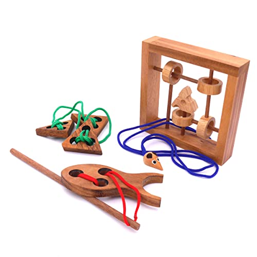 ROMBOL Seilpuzzle-Set mit unterschiedlichen, kniffligen Knobelspielen für Kinder und Erwachsene, Modell:Set 8