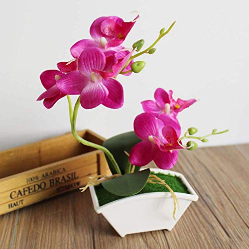 Künstliche Blatt Künstliche Blume Künstliche Schmetterling Orchid Simulations-Blumen-Set mit Blättern Künstliche Pflanzen Insgesamt Blumen Künstliche Blumen (Color : Rose Red)