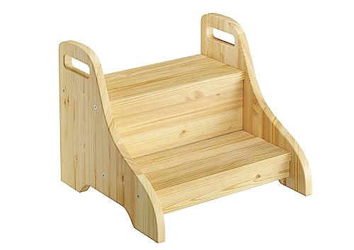 Erst-Holz Tritthocker für Kinder und Erwachsene als Badezimmerhocker zum Zähneputzen V-90.92-05, Holzart/Holzfarbe:Kiefer