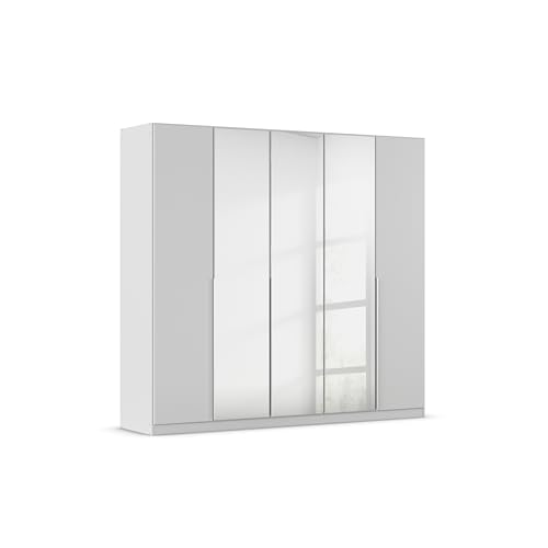 Rauch Möbel Alabama Drehtürenschrank Schrank Kleiderschrank Grau mit Spiegel, 5-türig, Inklusive Zubehörpaket Premium, 3 Kleiderstangen, 6 Einlegeböden, 3 Schubkästen, BxHxT 226x210x54 cm
