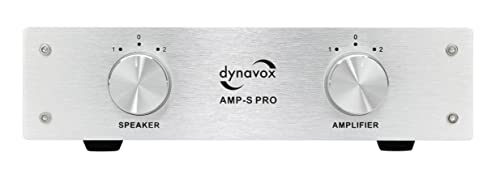 Dynavox AMP-S Pro, Verstärker- und Lautsprecher-Umschalter in Metallgehäuse, für Stereo- und Surround-Verstärker, Verbindung über Bananenstecker oder Klemmanschluss, Silber