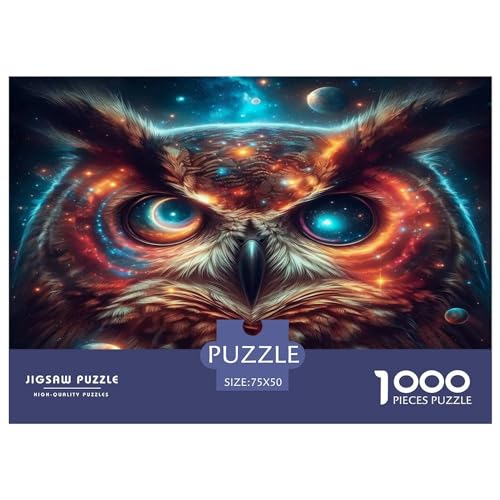 1000-teiliges Holzpuzzle, Kunst-Eulen-Puzzle, Heimwanddekoration, Lernspielzeug, Geschenk für Familienspiel, 1000 Stück (75 x 50 cm)