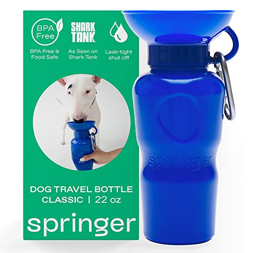 Springer Hundewasserflasche, 625 ml – wie auf Shark Tank und Oprah's Favourite Things 2023 zu sehen – auslaufsicher, BPA-frei, tragbar für Reisen (Indigo)