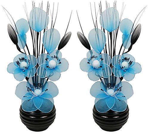 Paar von Blaugrün Blau Künstliche Blumen in schwarz Vase, Tischdekorationen, Home Zubehör, Geschenke, Ornaments, Höhe 32 cm