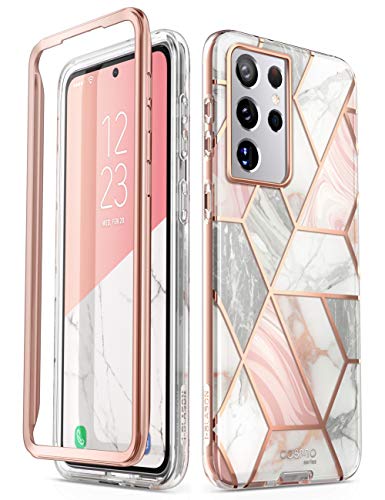i-Blason Glitzer Hülle für Samsung Galaxy S21 Ultra (6.8") Handyhülle Bumper Case Glänzend Schutzhülle Cover [Cosmo] OHNE Displayschutz 2021, Marmor