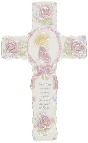COSMOS r8015b feines Porzellan Inspirierende Kreuz mit betendes Mädchen Figur, 8–3/4-Zoll