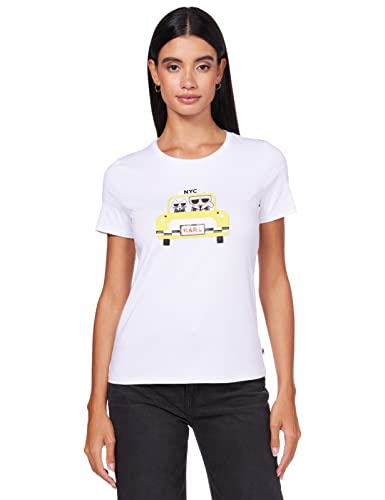 KARL LAGERFELD Paris Damen Karl & Choupette Taxi Cab Tee T-Shirt, Weiß (Soft White), Mittel