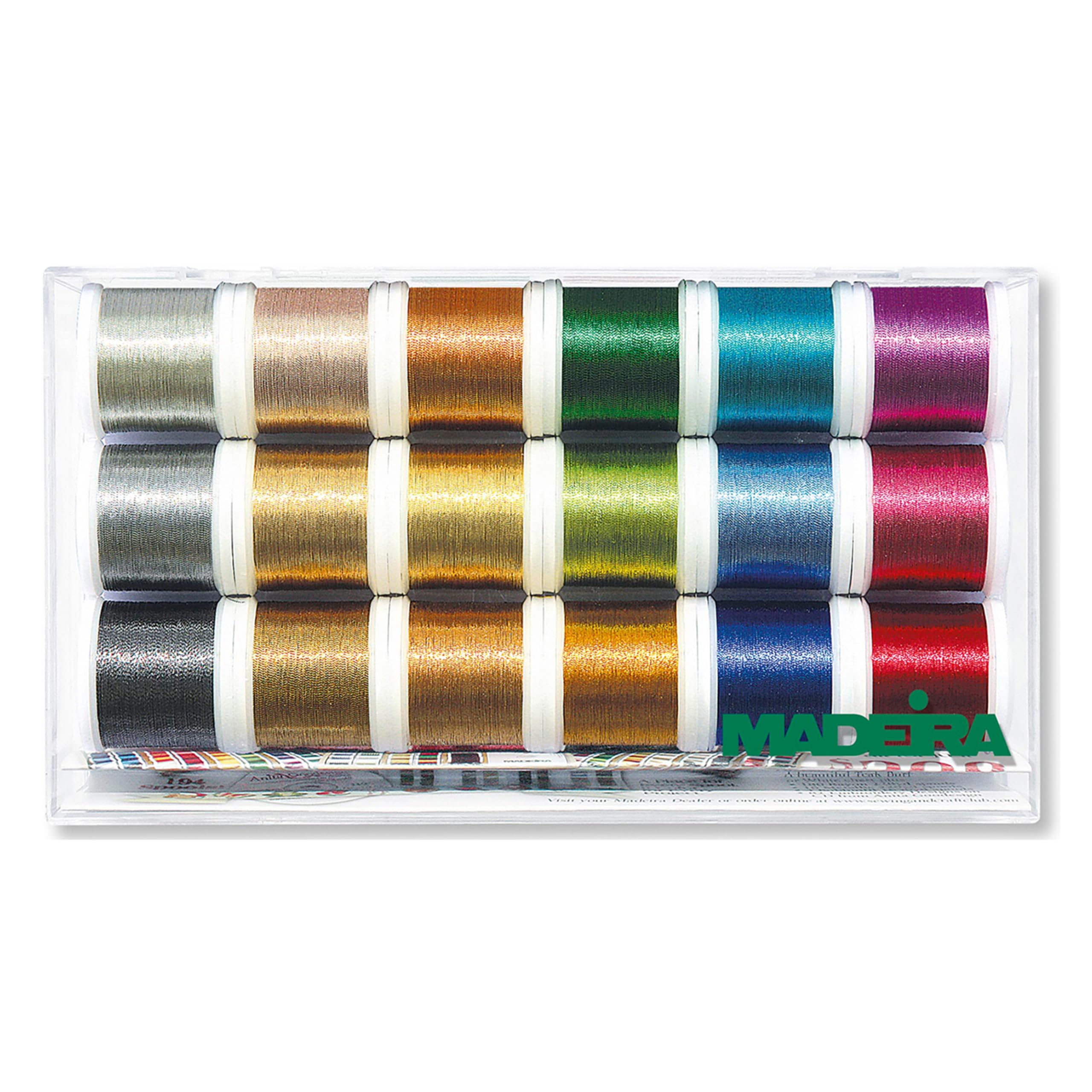 Madeira Klare Box: Metallic: Glatt: 18 x 200 m: Spulen, Polyester, Assorted, One Size, 200