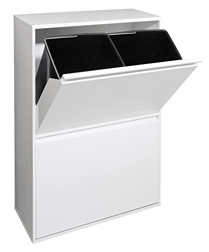 ARREGUI CR601-B Basic Stahl, Mülltrennsystem mit 4 Inneneimer, Mülleimer für die Küche, Abfallbehälter mit separater Recycling-Einheit, 68 L, Weiß, 90,5 x 58,5 x 24,5 cm