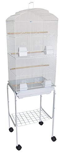 YML 6804 3/8" Bar Spacing Tall Shall Top Bird Cage with Stand, 18" x 14"/Small, White