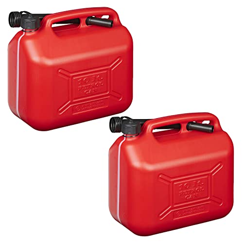 2 x Kraftstoffkanister 10 Liter rot Kunststoff UN-geprüft Reserve Diesel Benzinkanister