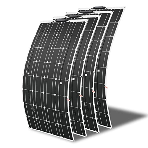 400W Solarpanel Semi-Flexible(4pcs 100W) Mono Solarmodul FüR Gartenhaus, Camping, Wohnmobil, ideal für 12v Kfz Batterie, SäUrebatterie, Gelbatterie,AGM.